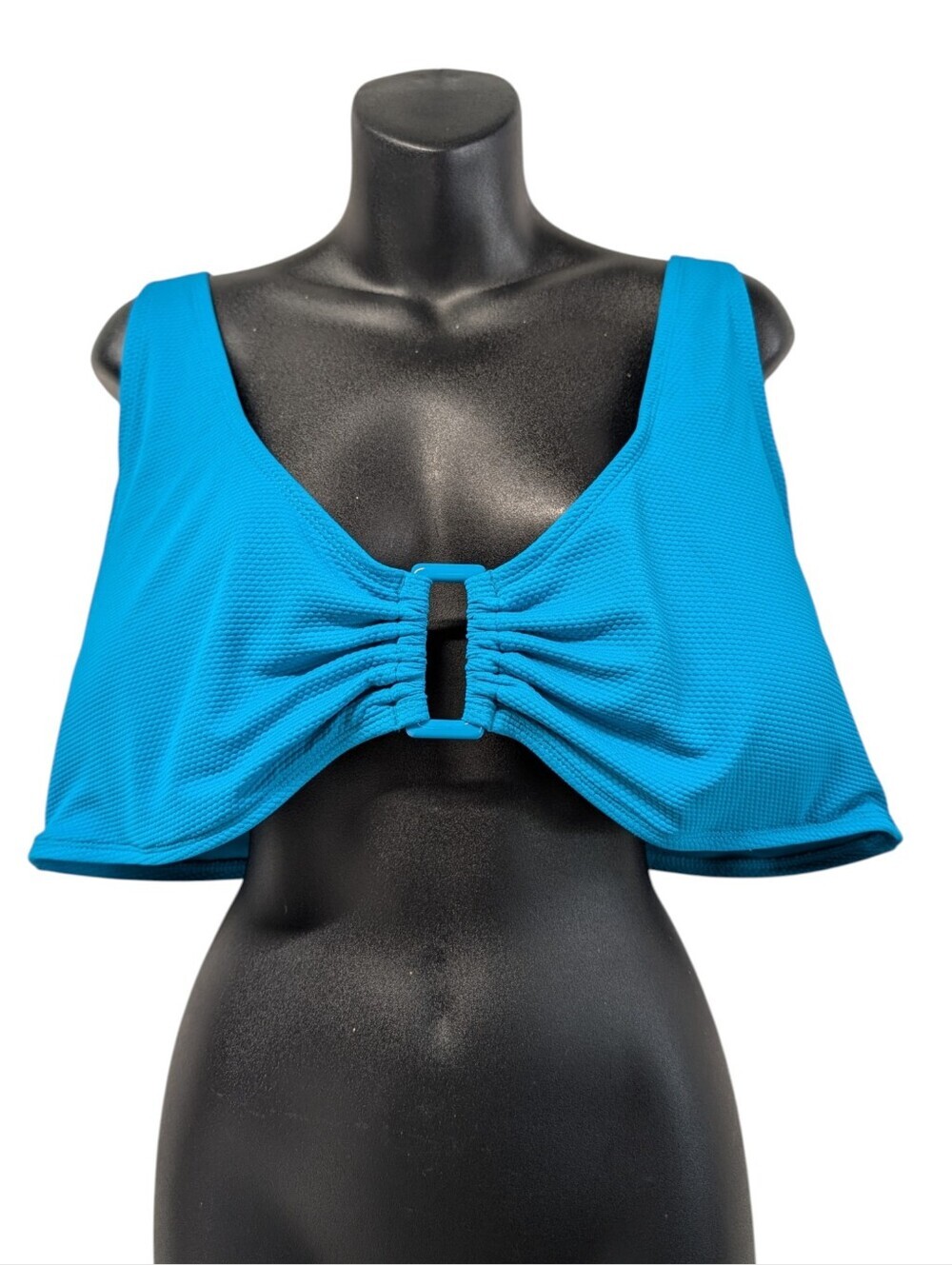 Old Navy Plus Size 3X Teal Blue Bikini Top Front Buckle Ruched Swimwear NWT